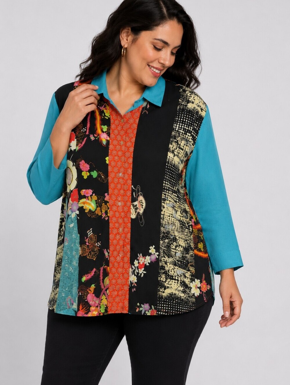 Citron Turquoise Multi-Print Button-Down Shirt